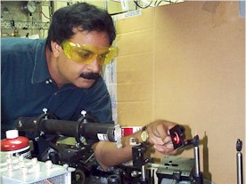Dr. Misra aligning a He-Ne laser